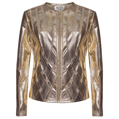 Marita Kadın Dairesel Panelli Deri Ceket