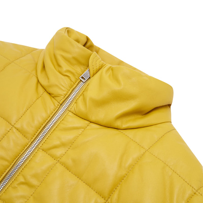 Marquise Sarı Kadın Kısa Puffer Deri Yelek