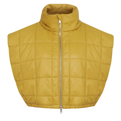 Marquise Sarı Kadın Kısa Puffer Deri Yelek