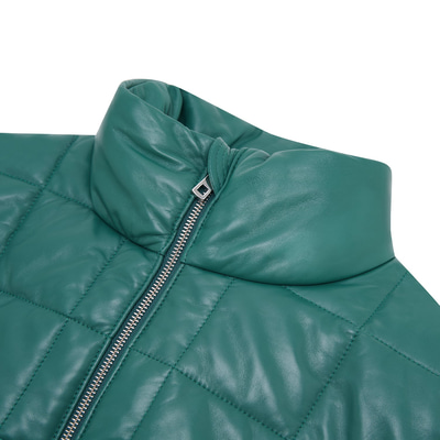 Marquise Yeşil Kadın Kısa Puffer Deri Yelek