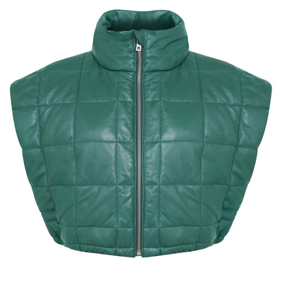 Marquise Yeşil Kadın Kısa Puffer Deri Yelek
