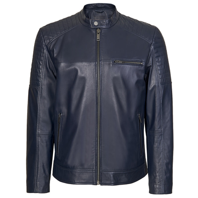 Mattia Lacivert Erkek Deri Mont