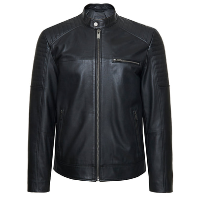 Mattia Siyah Erkek Deri Mont