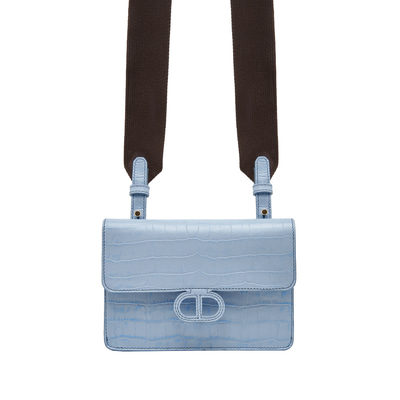 Mavi Fels Kadın Kroko Baskılı Deri Omuz Askılı Çanta