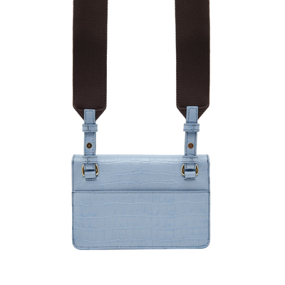Mavi Fels Kadın Kroko Baskılı Deri Omuz Askılı Çanta