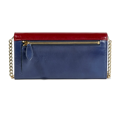 Mavi Kadın Zincir Detaylı Deri Cüzdan
