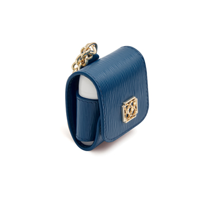 Mavi Zincir Detaylı Deri Airpods Kılıfı