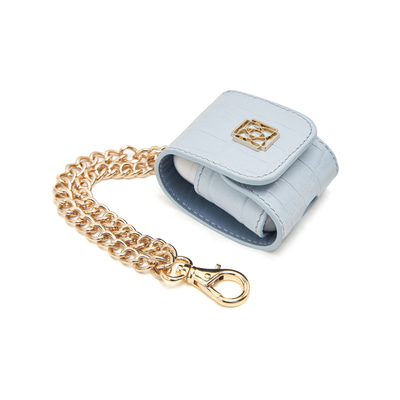 Mavi Zincir Detaylı Deri Airpods Kılıfı