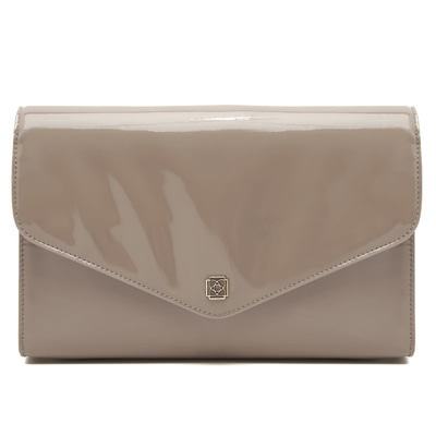 Maxima Bej Kadın Rugan Deri Clutch 