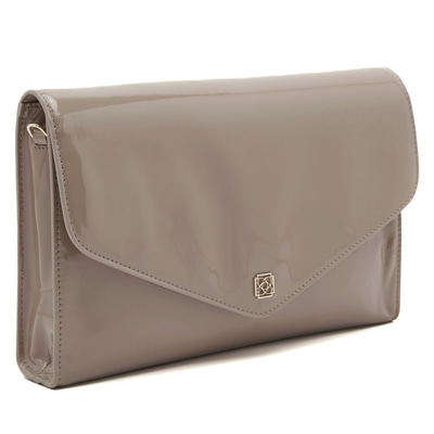 Maxima Bej Kadın Rugan Deri Clutch 