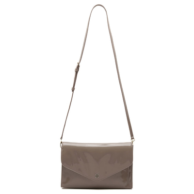 Maxima Bej Kadın Rugan Deri Clutch 