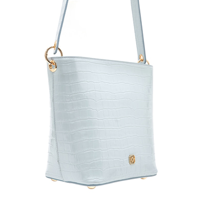 Maximar Mavi Kadın Kroko Baskılı Deri Omuz Çantası
