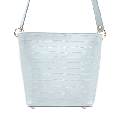 Maximar Mavi Kadın Kroko Baskılı Deri Omuz Çantası