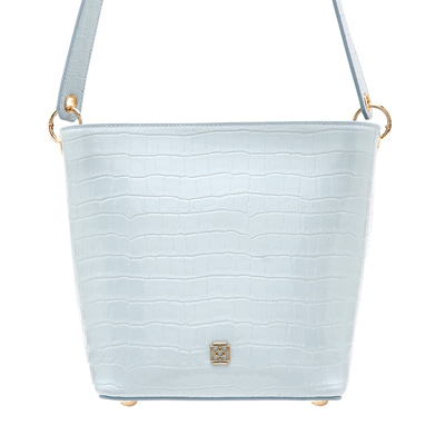 Maximar Mavi Kadın Kroko Baskılı Deri Omuz Çantası