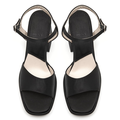 Mellina Saten Siyah Kadın Topuklu Sandalet