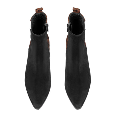 Mena Siyah Kadın Leopar Baskılı Deri Bot