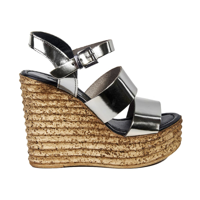 Metalik Kadın Dolgu Topuk Sandalet