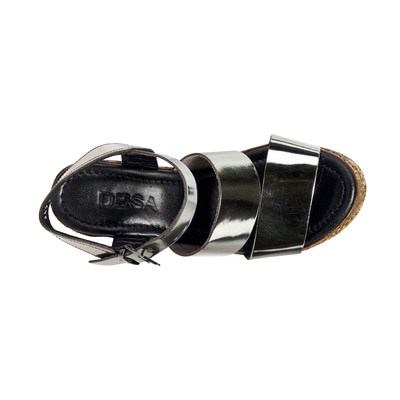 Metalik Kadın Dolgu Topuk Sandalet