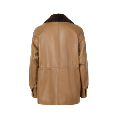 Mileni Açık Kahve Kadın Kürk Yakalı Kaban