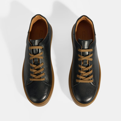 Monikar Siyah Erkek Deri Bağcıklı Günlük Ayakkabı