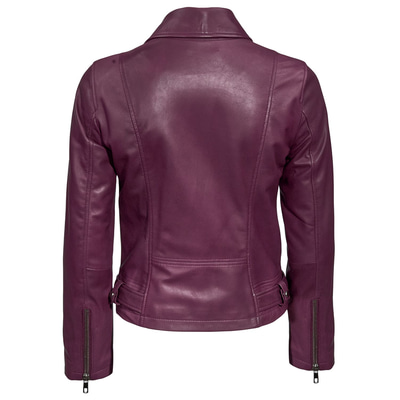 Mor Lisa Kadın Deri Biker Mont