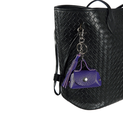 Mor Mini Deri Anahtarlık