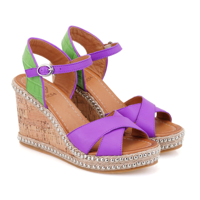 Nadia Mor Kadın Dolgu Topuklu Deri Sandalet