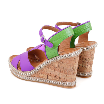 Nadia Mor Kadın Dolgu Topuklu Deri Sandalet