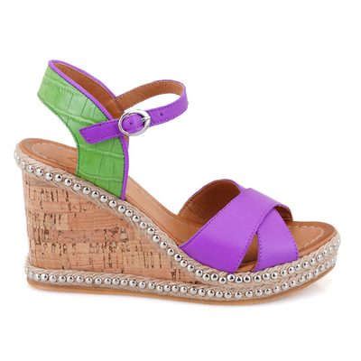 Nadia Mor Kadın Dolgu Topuklu Deri Sandalet