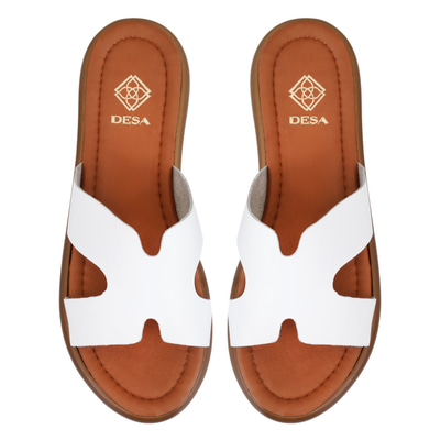 Nell Beyaz Kadın Deri Terlik