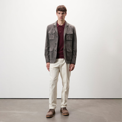 Nicolie Gri Erkek Süet Safari Ceket