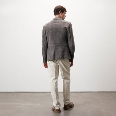 Nicolie Gri Erkek Süet Safari Ceket