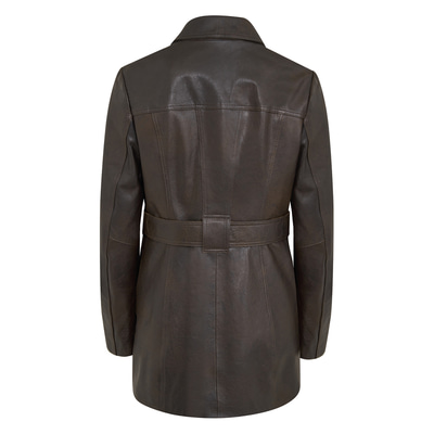 Nicolina Kahve Kadın Deri Trençkot 