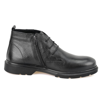 Nicolo Siyah Erkek Fermuarlı Deri Bot
