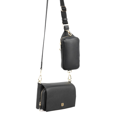 Nikoo Siyah Kadın Deri Çapraz Omuz Çantası