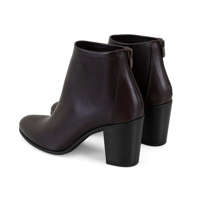 Nillie Kahve Kadın Fermuarlı Topuklu Deri Bot