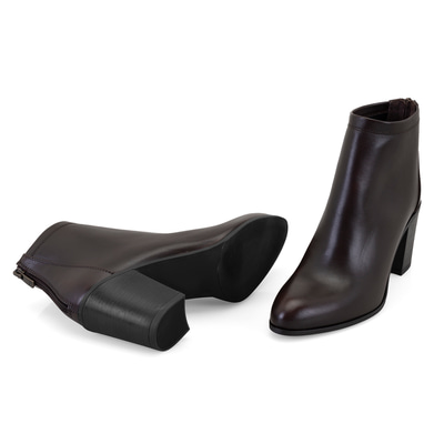 Nillie Kahve Kadın Fermuarlı Topuklu Deri Bot