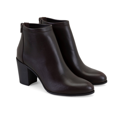 Nillie Kahve Kadın Fermuarlı Topuklu Deri Bot