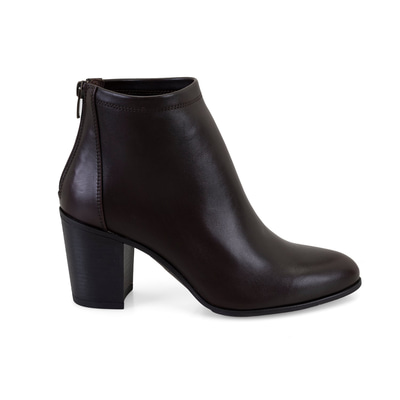 Nillie Kahve Kadın Fermuarlı Topuklu Deri Bot