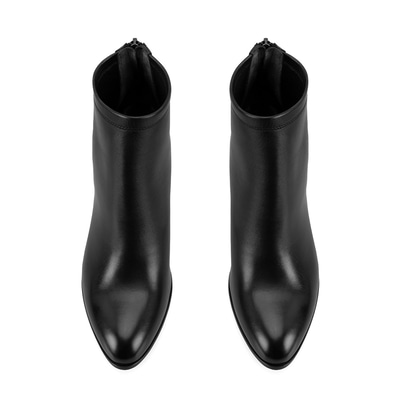 Nillie Siyah Kadın Fermuarlı Topuklu Deri Bot