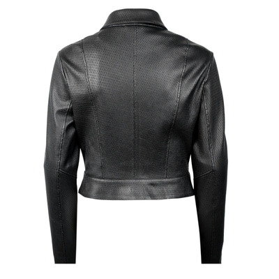Ninfe Vintage Siyah Kadın Streç Deri Ceket