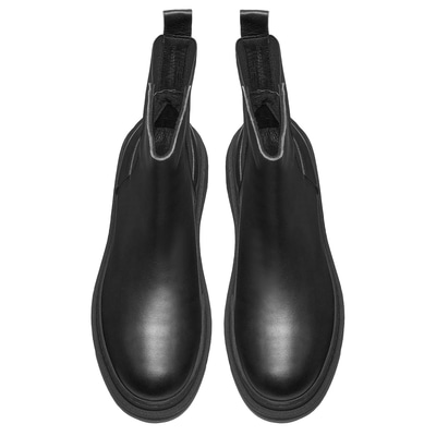 Ninny Siyah Kadın Yandan Lastikli Deri Chelsea Bot