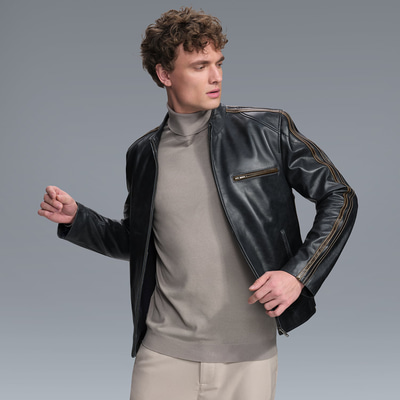 Nobert Lacivert Erkek Deri Ceket