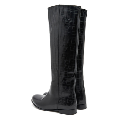 Ole Siyah Kadın Kroko Baskılı Çizme