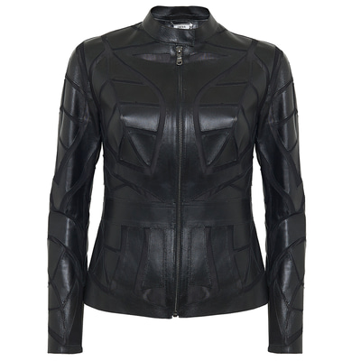 Origa Kadın Yaprak Panelli Deri Ceket