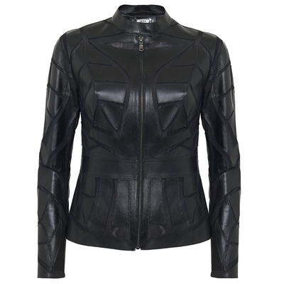 Origa Kadın Yaprak Panelli Deri Ceket