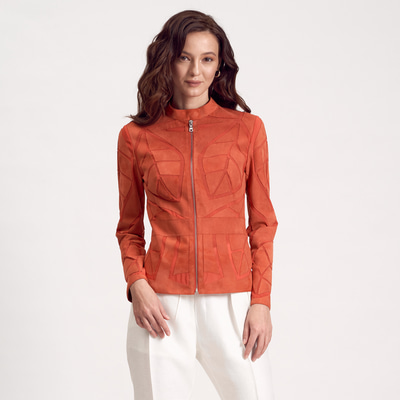 Origa Kadın Yaprak Panelli Deri Ceket