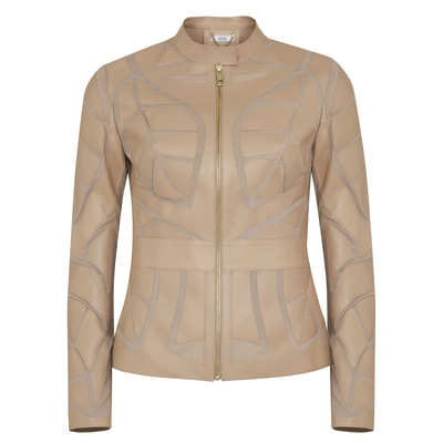 Origa Kadın Yaprak Panelli Deri Ceket