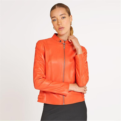Paride Turuncu Kadın Deri Ceket