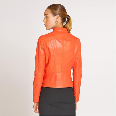 Paride Turuncu Kadın Deri Ceket
